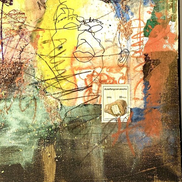 Blind Love - Original Art Mixed Media Signed Asian Fusion Painting 12”x16” - Picture 6 of 12